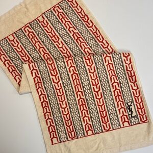 YSL Yves Saint Laurent Beige and Red Patterned Beach Towel